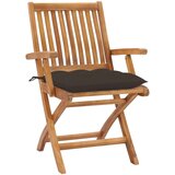  Vrtne stolice sa smeđe-sivim jastucima 2 kom masivna tikovina | shoptok.hr