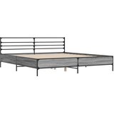  Okvir za krevet boja hrasta 200x200cm konstruirano drvo i metal Siva 200 x 200 cm | Shoptok.si