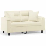 Maison Chic kavč - Sofa - Kanape dvosed z okrasnimi blazinami krem 120 cm umetno usnje, (21727714)