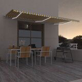 vidaXL Avtomatska tenda LED + senzor 600x300 cm rumeno/bela | Shoptok.si