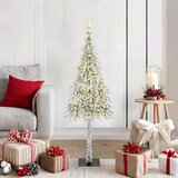 vidaXL Božično drevo med 150 LED z stojalom Bela 120 cm PE in jeklo | Shoptok.si