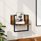  Zidna polica s prečkom dimljena boja hrasta 30 x 25 x 30 cm | Shoptok.si