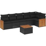  7-dijelni set vrtnih sofa od poliratana s jastucima crni | shoptok.hr