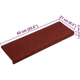  Prostirke za stepenice, samoljepljive, 15 kom, 65x21x4 cm, bordo crvene, pravokutni rub | shoptok.hr