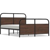 vidaXL Kovinski posteljni okvir brez vzmetnice rjavi hrast 140x190 cm | Shoptok.si