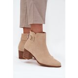 Boto Insulated Women's ankle boots on heel with gold detail beige Renora | shoptok.hr