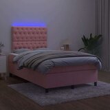 vidaXL Krevet box spring s madracem LED ružičasti 120x190cm baršunasti | shoptok.hr