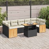 vidaXL 8-dijelni set vrtnih sofa od poliratana s jastucima crni bagrem Cijene