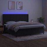  Box spring postelja z vzmetnico LED črna 200x200 cm žamet, (20894346) | Shoptok.si