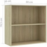 vidaXL Knjižna omara 2-nadstropna sonoma hrast 80x30x76,5 cm inž. les | Shoptok.si