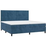  Box spring postelja z vzmetnico temno modra 200x200 cm žamet | Shoptok.si