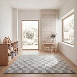 Flair Rugs Modra pralna preproga iz mešanice bombaža 155x230 cm Muted Checkerboard – | Shoptok.si