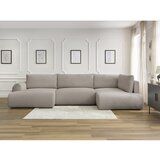 Bobochic Paris svetlo siva/bež raztegljiva kotna sedežna garnitura iz rebrastega žameta (levi kot/v obliki črke "u") lucien | Shoptok.si