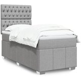 vidaXL Box spring postelja z vzmetnico svetlo siv 100x200 cm blago | Shoptok.si