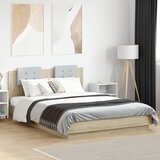 Maison Chic Posteljni okvir - Dvoposteljna postelja - Zakonska postelja z vzglavjem in LED sonoma hrast 120x200 cm, (21695112) | Shoptok.si