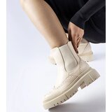 Gemre Beige ankle boots adorned with stitching Castella | Shoptok.si