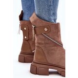 Boto Women's Fashionable Suede Boots With Zip Dark Beige Kandell | ePonuda.com