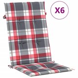  Jastuci za stolice 6 kom crveni karirani 120x50x3 cm od tkanine | shoptok.hr