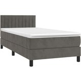  Box spring postelja z vzmetnico LED temno siva 90x200 cm žamet, (20930581) | Shoptok.si