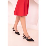 Soho Black Matte Satin Women's Classic Heeled Shoes 18039 Cene
