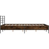 vidaXL Posteljni okvir dimljeni hrast 140x200 cm inž. les in kovina | Shoptok.si