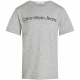 Calvin Klein Jeans Otroška bombažna kratka majica siva barva, IU0IU00599