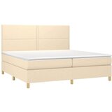  Box spring postelja z vzmetnico krem 200x200 cm blago, (20999191) | Shoptok.si