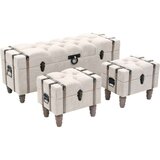 3 Set kom klupe za pohranu od masivnog drva i čelika 112 x 37 x 45 cm | shoptok.hr