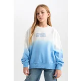 Defacto Girl Oversize Fit Wide Mold Crew Neck Gradient Printed Sweatshirt