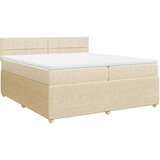  Krevet s oprugama i madracem krem 200 x 200 cm od tkanine | shoptok.hr