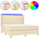  Krevet box spring s madracem LED krem 160x200 cm od tkanine | shoptok.hr