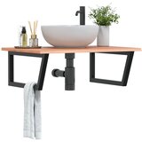  The Living Store Stenska polica za umivalnik jeklo in trdna hrastovina - Polica Za Umivalnik, (21554358) | Shoptok.si