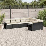 vidaXL 9-dijelni set vrtnih sofa s jastucima crni od poliratana | shoptok.hr