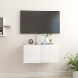 Maison Chic Viseča TV omarica - TV enota - Televizijska omarica visok sijaj bela 60x30x30 cm, (21699794) | Shoptok.si