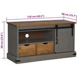 vidaXL TV omarica HALDEN z drsnimi vrati sive 110x40x60 cm masivni les | Shoptok.si