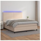  Box spring postelja z vzmetnico LED kapučino 160x200 cm | Shoptok.si