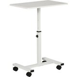 HOMCOM Kavč stranska mizica za računalnik z nastavljivo višino in kolesi, računalniško stojalo za dom in pisarno, 60x40x52,5-84 cm, kovina in les, bela, (20728007) | Shoptok.si