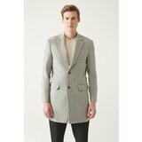 Avva Men's Light Gray Slit Woolen Cachet Comfort Fit Comfort Cut Coat cene