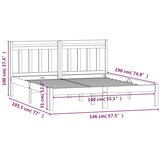  Okvir za krevet od masivne borovine bijeli 140 x 190 cm | shoptok.hr