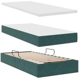  LED krevet za pohranu s madracem Tamnozelena 90 x 190 cm Baršun | shoptok.hr