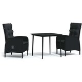  3-dijelni vrtni blagovaonski set s jastucima crni | shoptok.hr