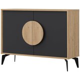 Marckeric Crna/u prirodnoj boji niska komoda u dekoru hrasta 110x82 cm Vae – Cijene