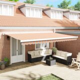 vidaXL Ročna retraktibilna tenda večbarvna črtasta 500x300 cm | Shoptok.si
