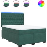 vidaXL Box spring postelja z vzmetnico temno zelena 140x200 cm žamet, (21307035) Cene
