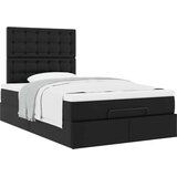 vidaXL Otomanski posteljni okvir z vzmetnico črn 120x190 cm um. usnje | Shoptok.si