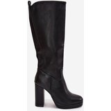 Boto Women's Knee High Heels Eco Leather Black Thalina | Eponuda.ba