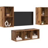 vidaXL Set TV stalka s policom Zidne 3 pcs Staro drvo 37 x 37 x 107 cm | shoptok.hr