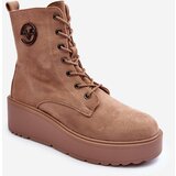 VINCEZA Suede Boots on Massive Platform Wedge Heel Beige Lavica | shoptok.hr