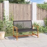  Vrtna klupa crna 112 cm od poliratana i bagremovog drva | shoptok.hr