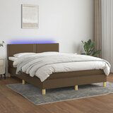 The Living Store Box spring postelja z vzmetnico LED temno rjava 140x200cm blago - Box Spring Postelja, (21518799) | Shoptok.si